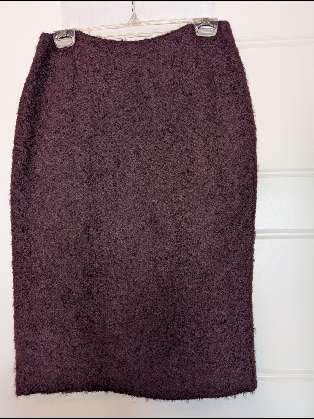 La Vie En Rose Deep Plum Bouclé Midi Skirt
